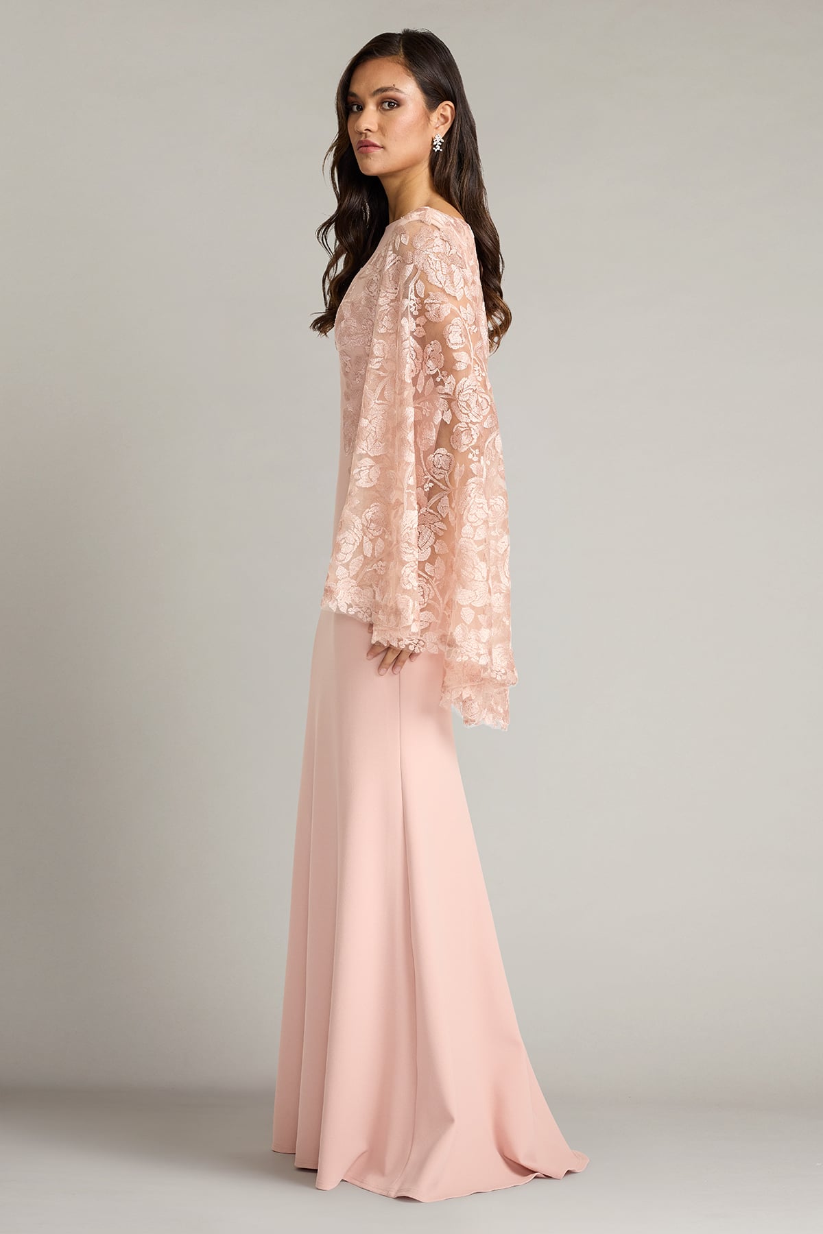 Margolin Embroidered Cape Gown