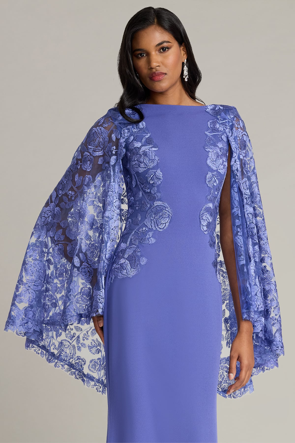 Margolin Embroidered Cape Gown