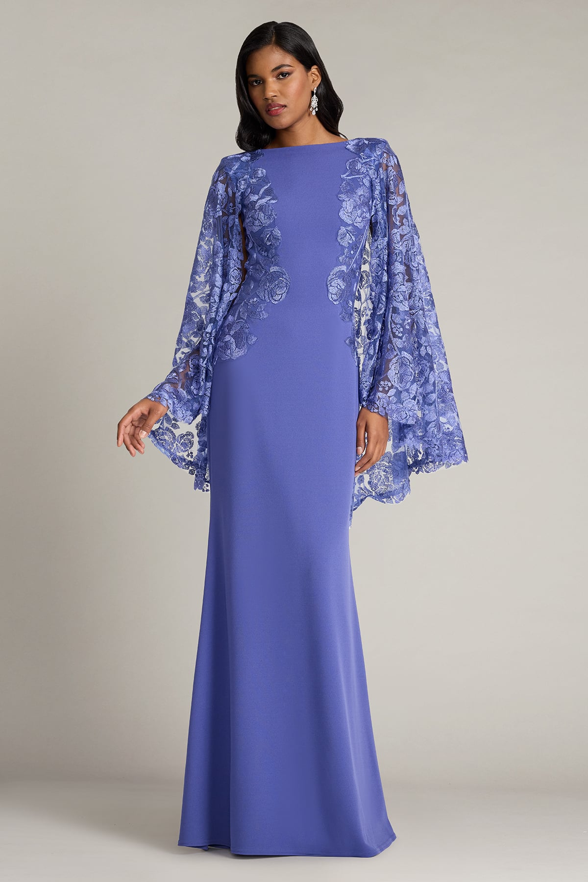 Margolin Embroidered Cape Gown
