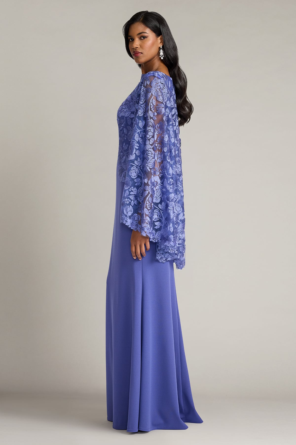Margolin Embroidered Cape Gown