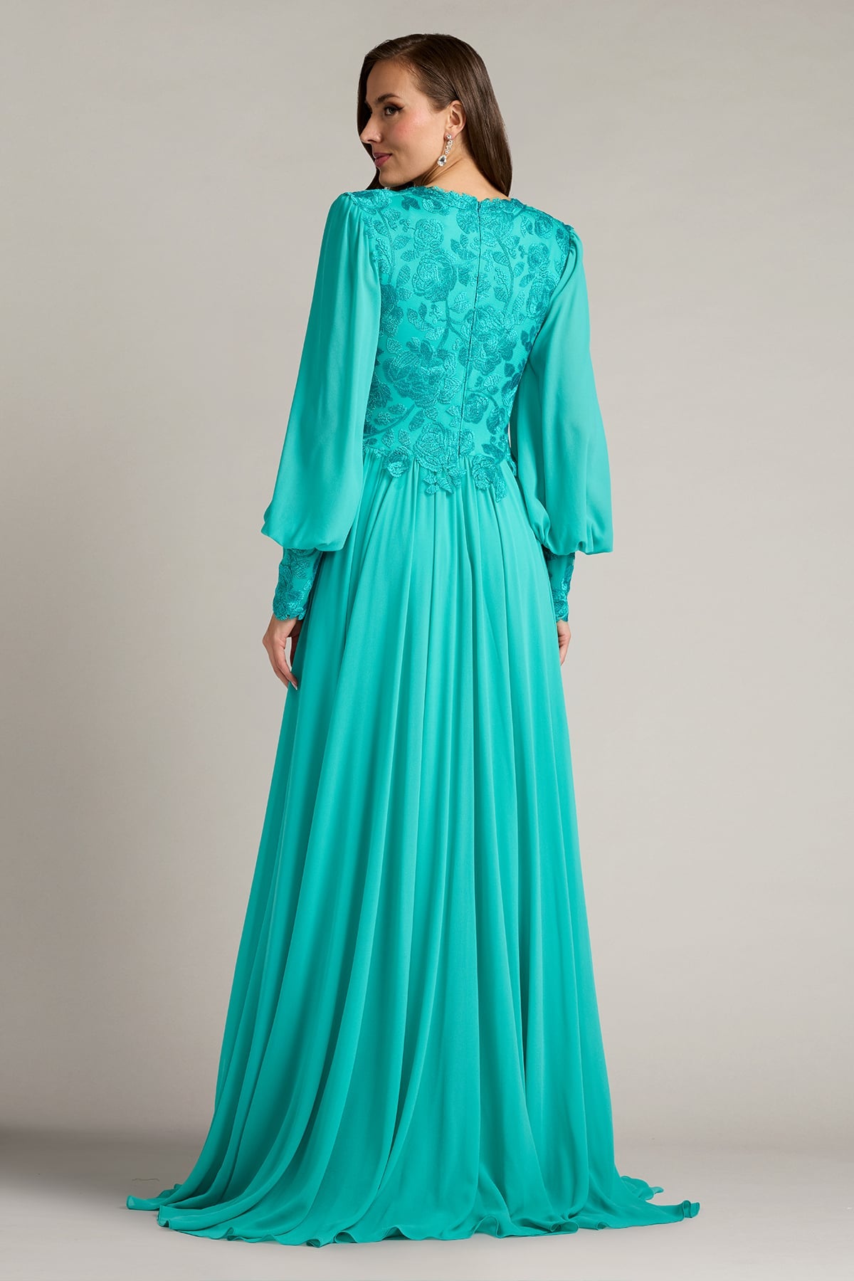 Delfina Embroidered Bishop Sleeve Gown