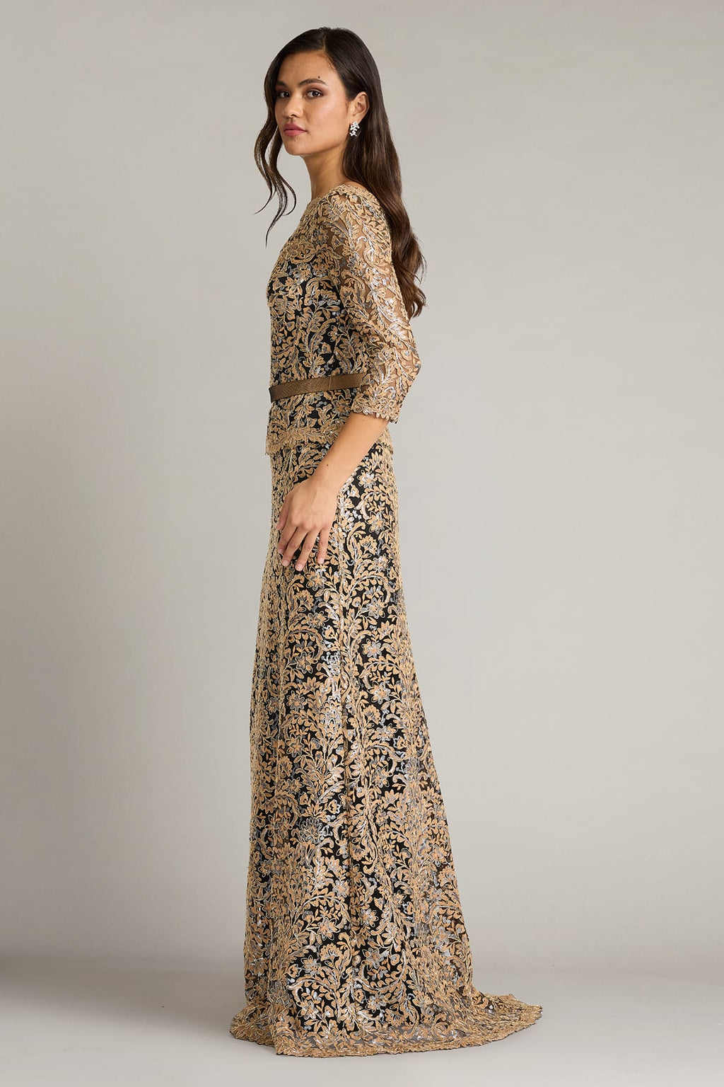 Aziza Sequin Embroidered Tulle Gown