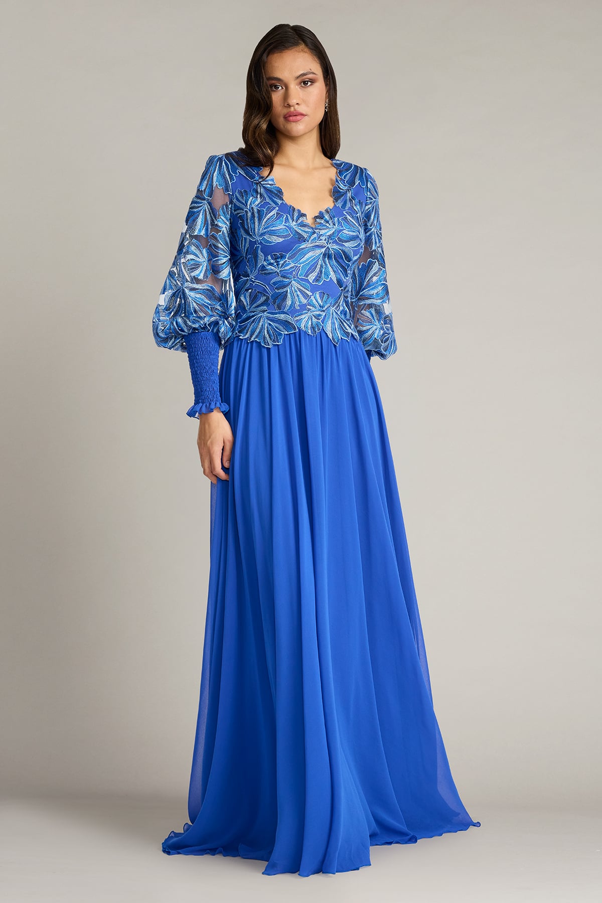 Dansby Embroidered Bishop Sleeve Gown