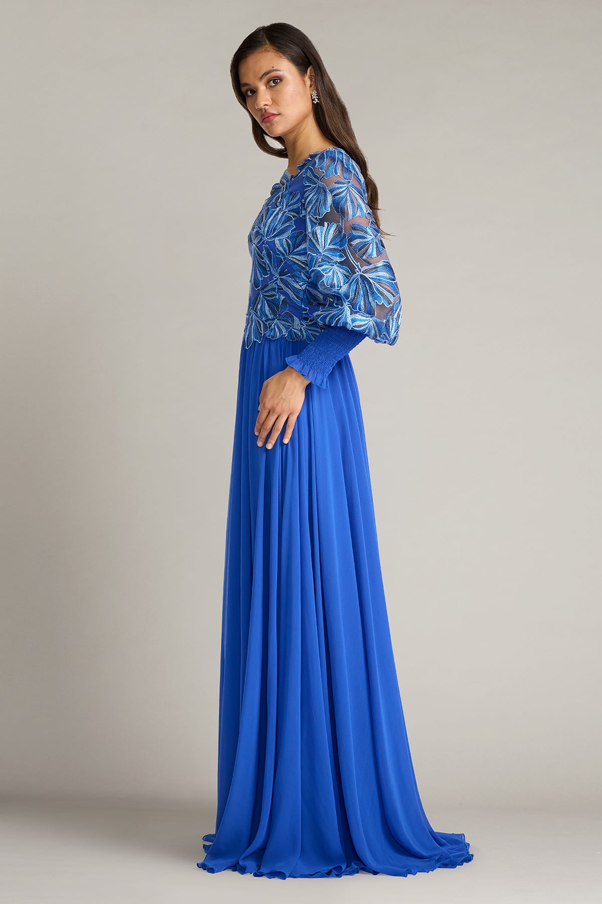 Dansby Embroidered Bishop Sleeve Gown