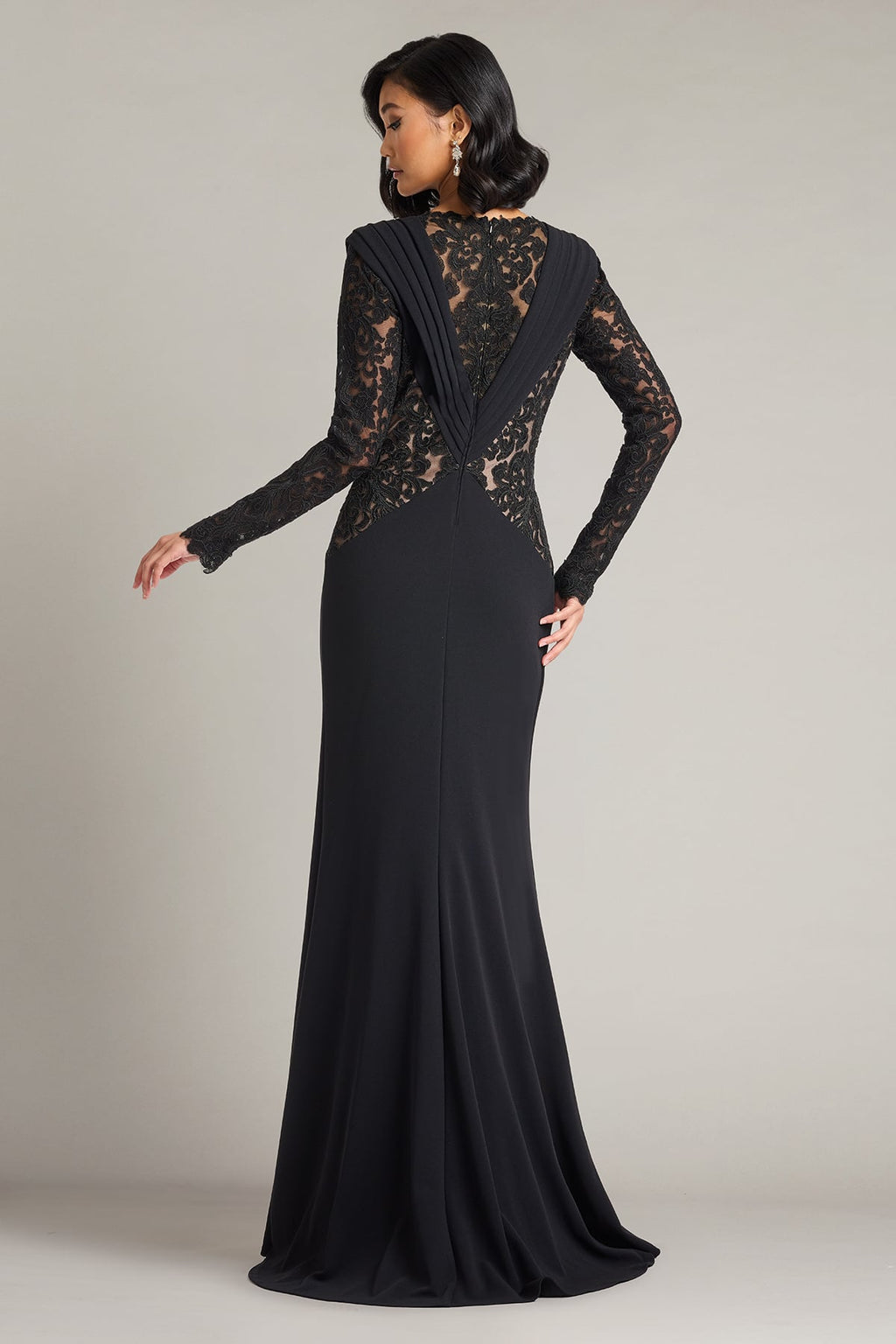 Vourie Draped Overlay Embroidered Gown