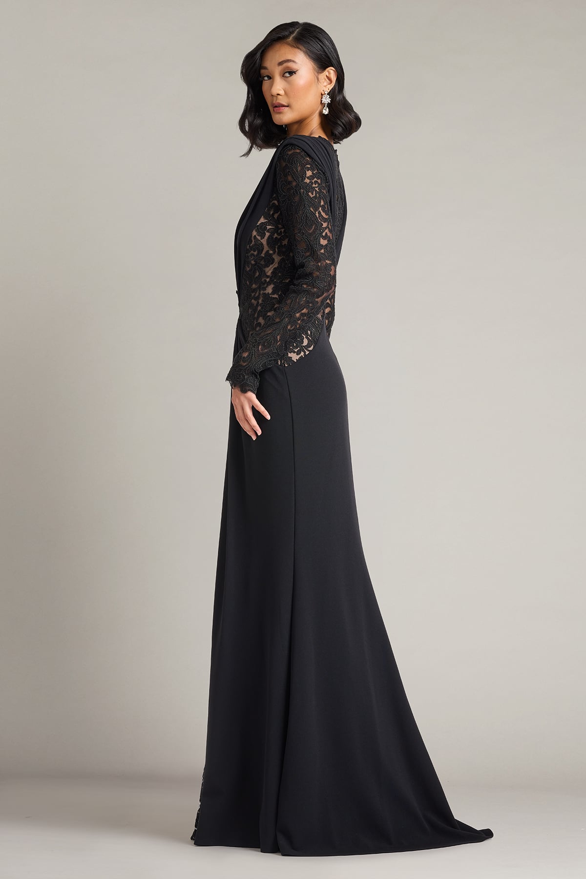 Vourie Draped Overlay Embroidered Gown