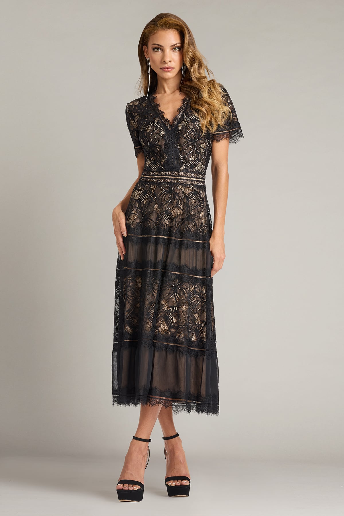 Macia Orchid Lace Tea-Length Dress