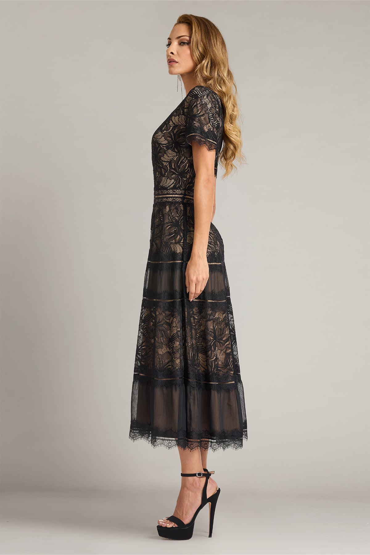 Macia Orchid Lace Tea-Length Dress