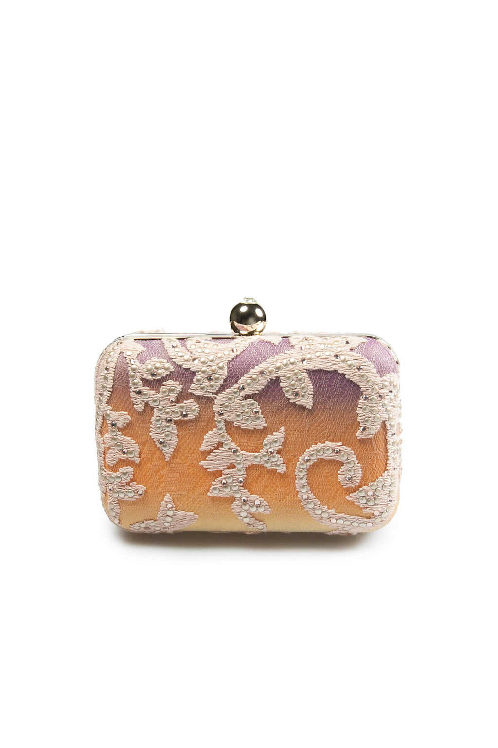 Embellished Lace Box Clutch in Multi Ombre