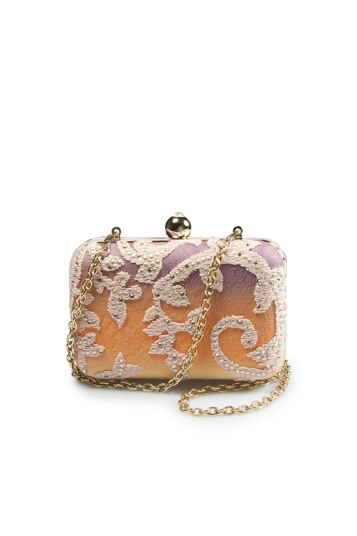 Embellished Lace Box Clutch in Multi Ombre