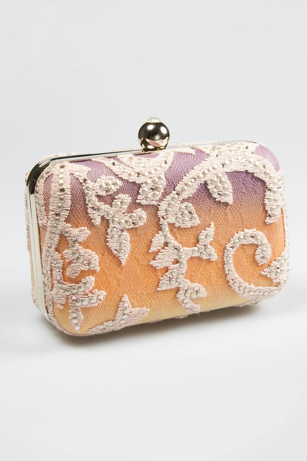 Embellished Lace Box Clutch in Multi Ombre