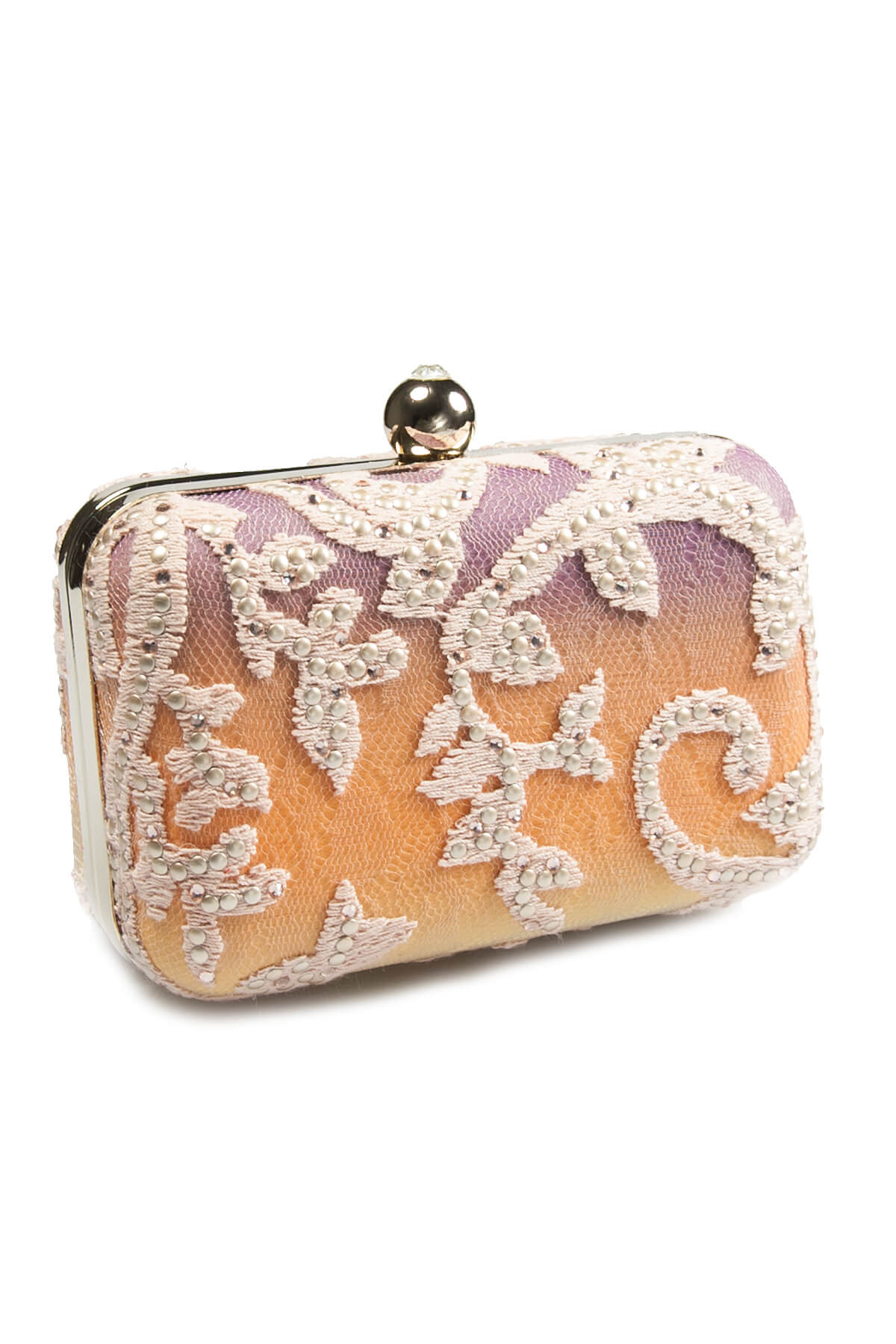 Embellished Lace Box Clutch in Multi Ombre