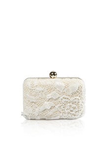 Beaded Lace Box Clutch in Ivory