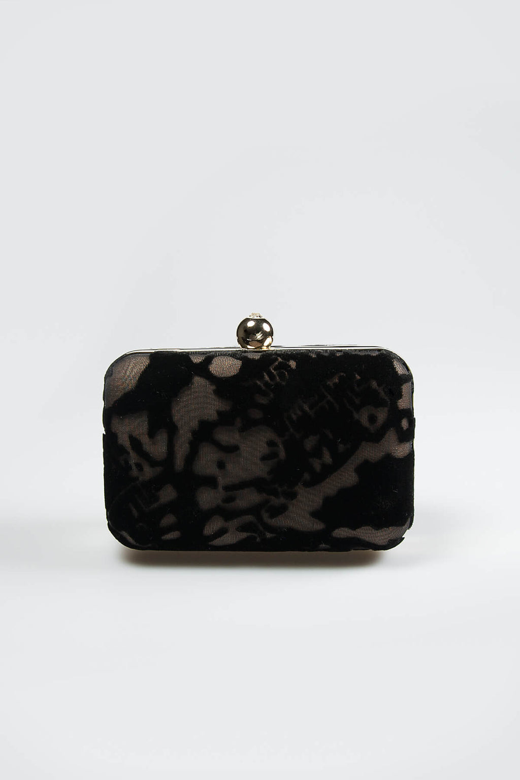 Cut Velvet Box Clutch in Black