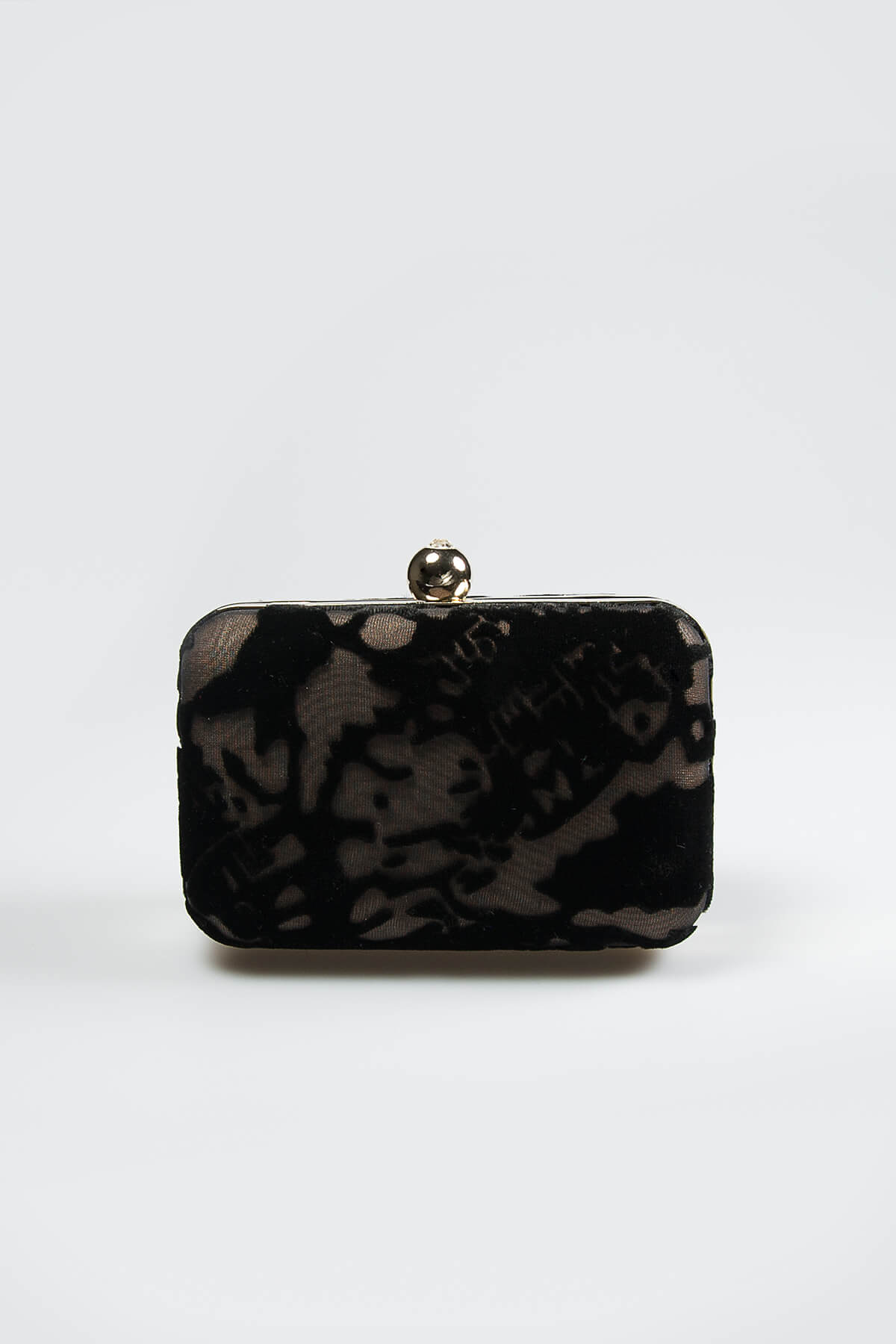 Cut Velvet Box Clutch in Black