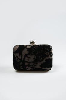 Cut Velvet Box Clutch in Black