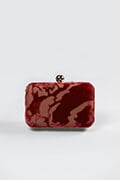 Cut Velvet Box Clutch in Carmine