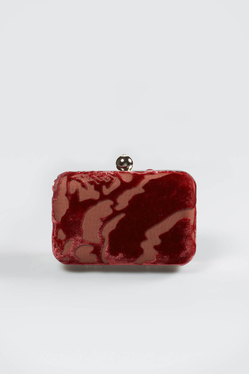 Cut Velvet Box Clutch in Carmine