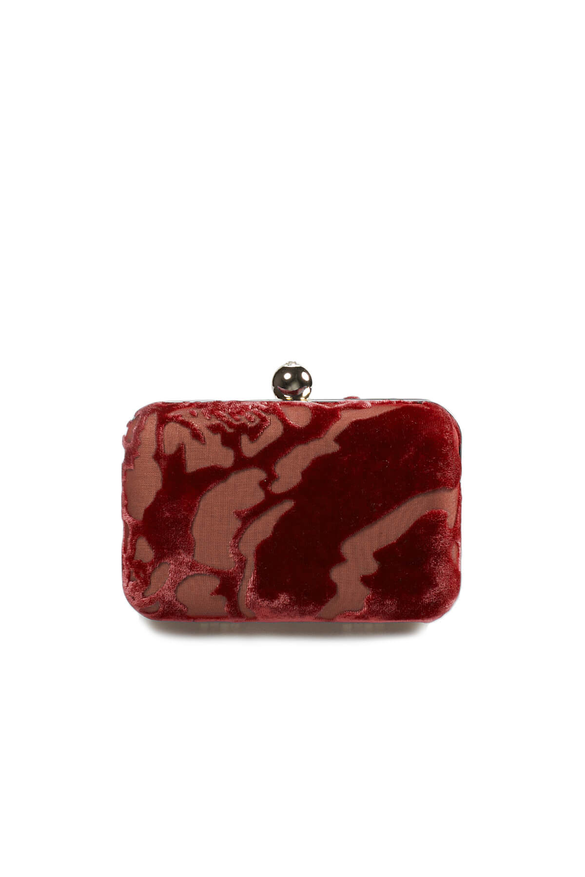 Cut Velvet Box Clutch in Carmine