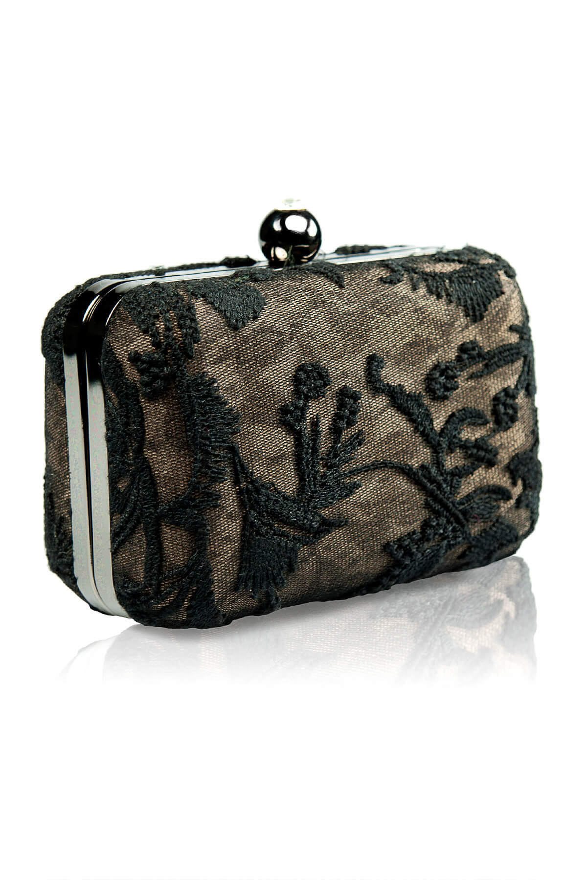 Embroidered Lace Box Clutch