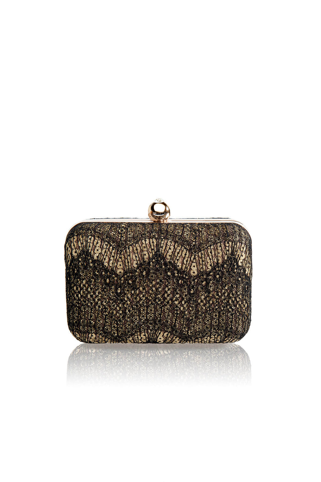 Metallic Chantilly Lace Box Clutch