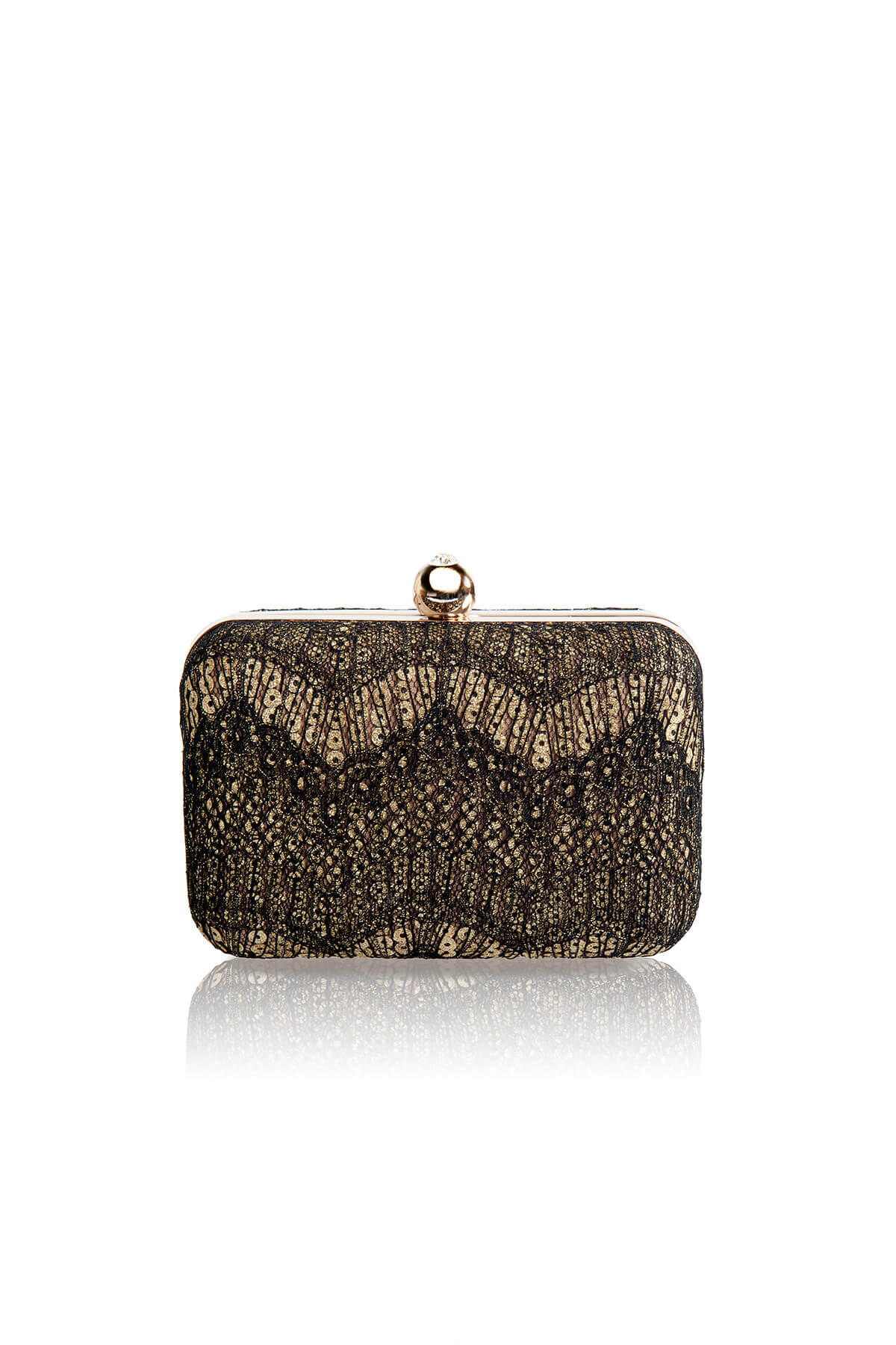 Metallic Chantilly Lace Box Clutch
