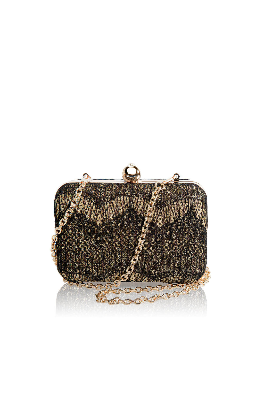 Metallic Chantilly Lace Box Clutch