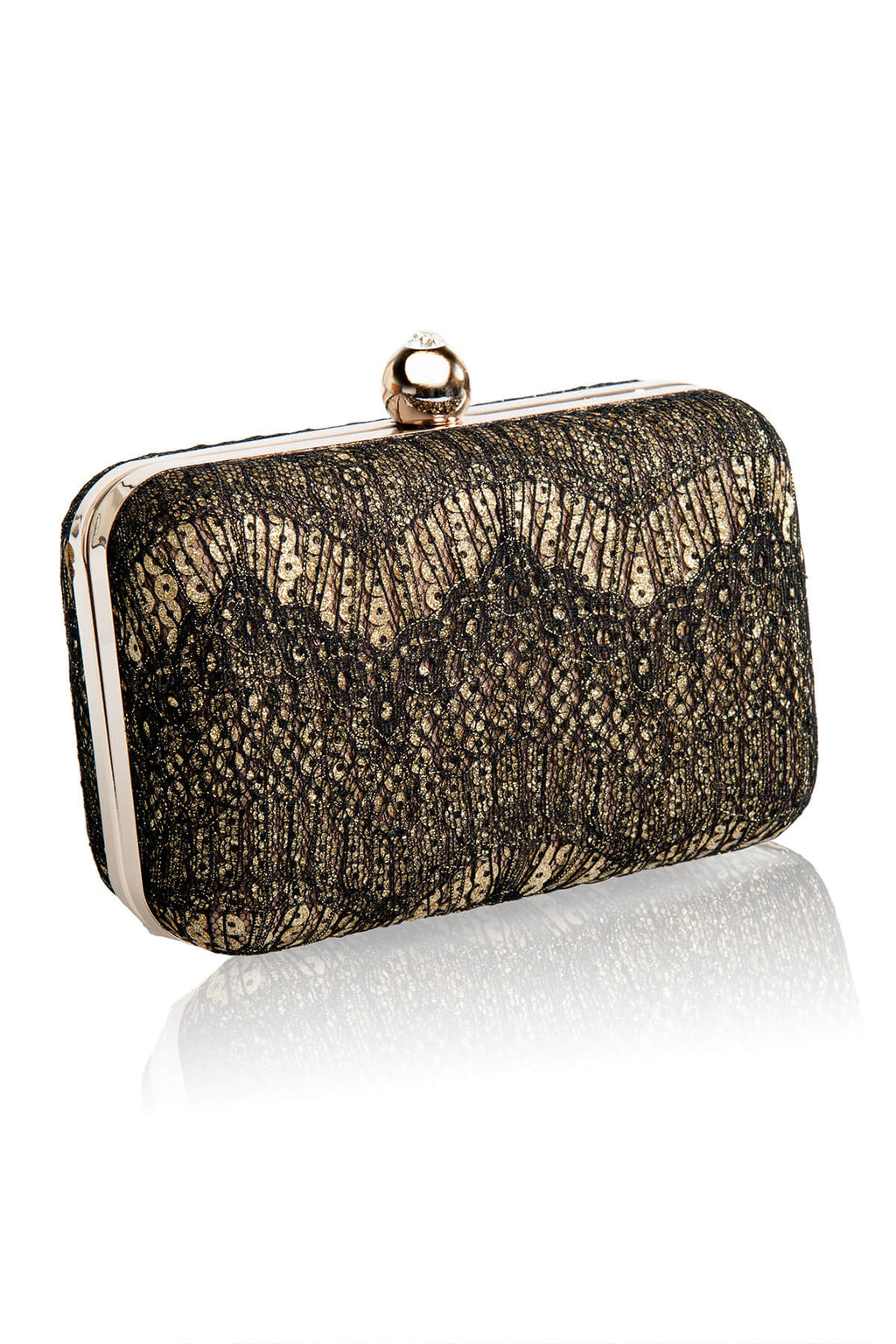 Metallic Chantilly Lace Box Clutch