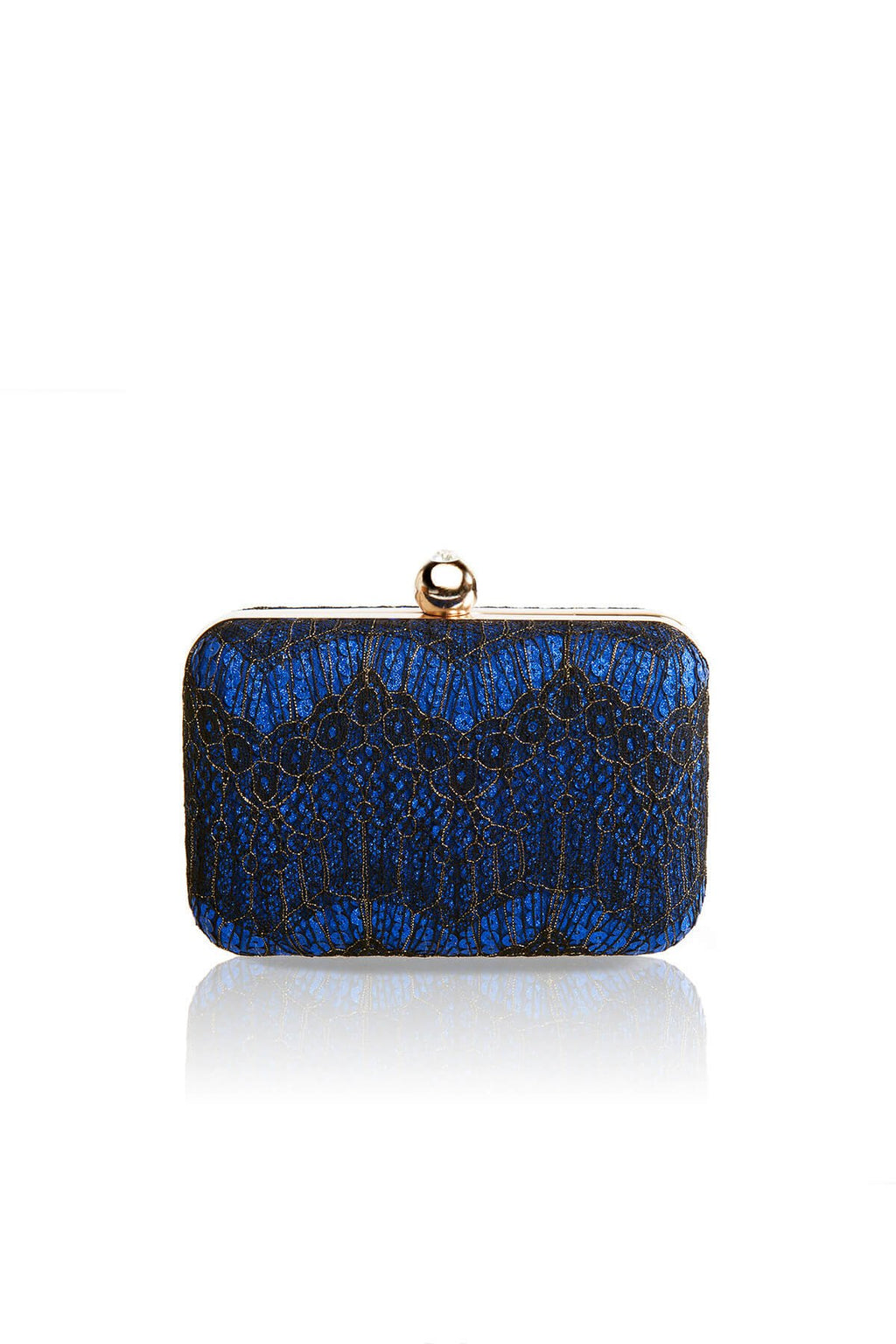 Metallic Chantilly Lace Box Clutch