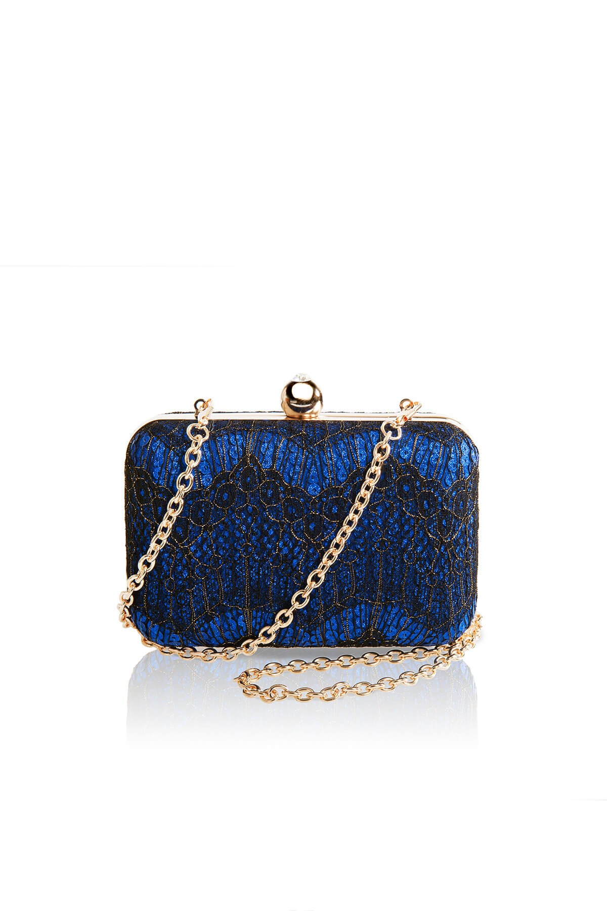 Metallic Chantilly Lace Box Clutch