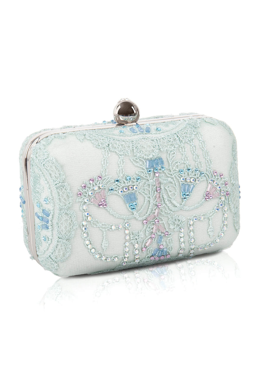 Jewel Embellished Lace Box Clutch