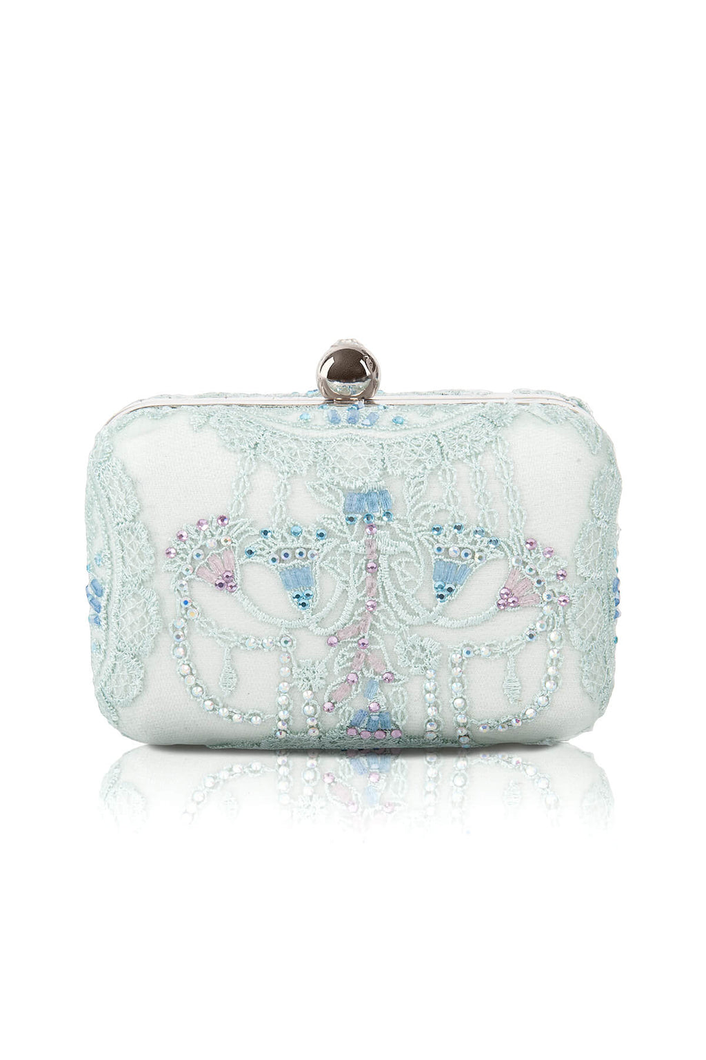 Jewel Embellished Lace Box Clutch