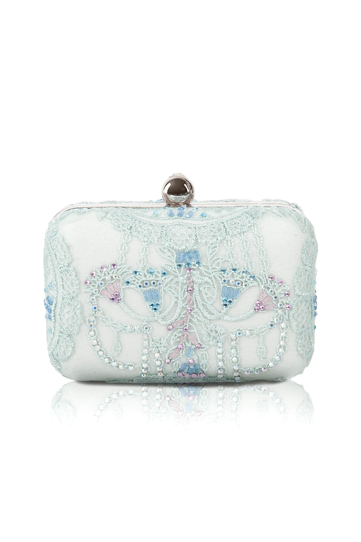 Jewel Embellished Lace Box Clutch