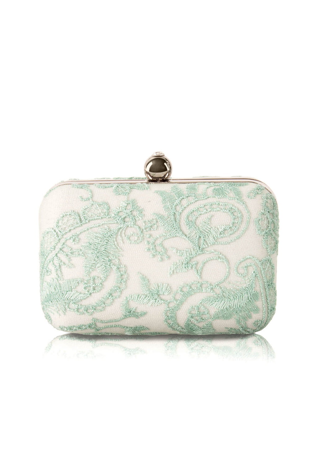 Embroidered Tulle Box Clutch