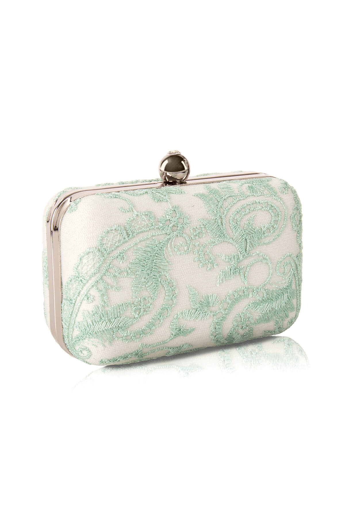 Embroidered Tulle Box Clutch