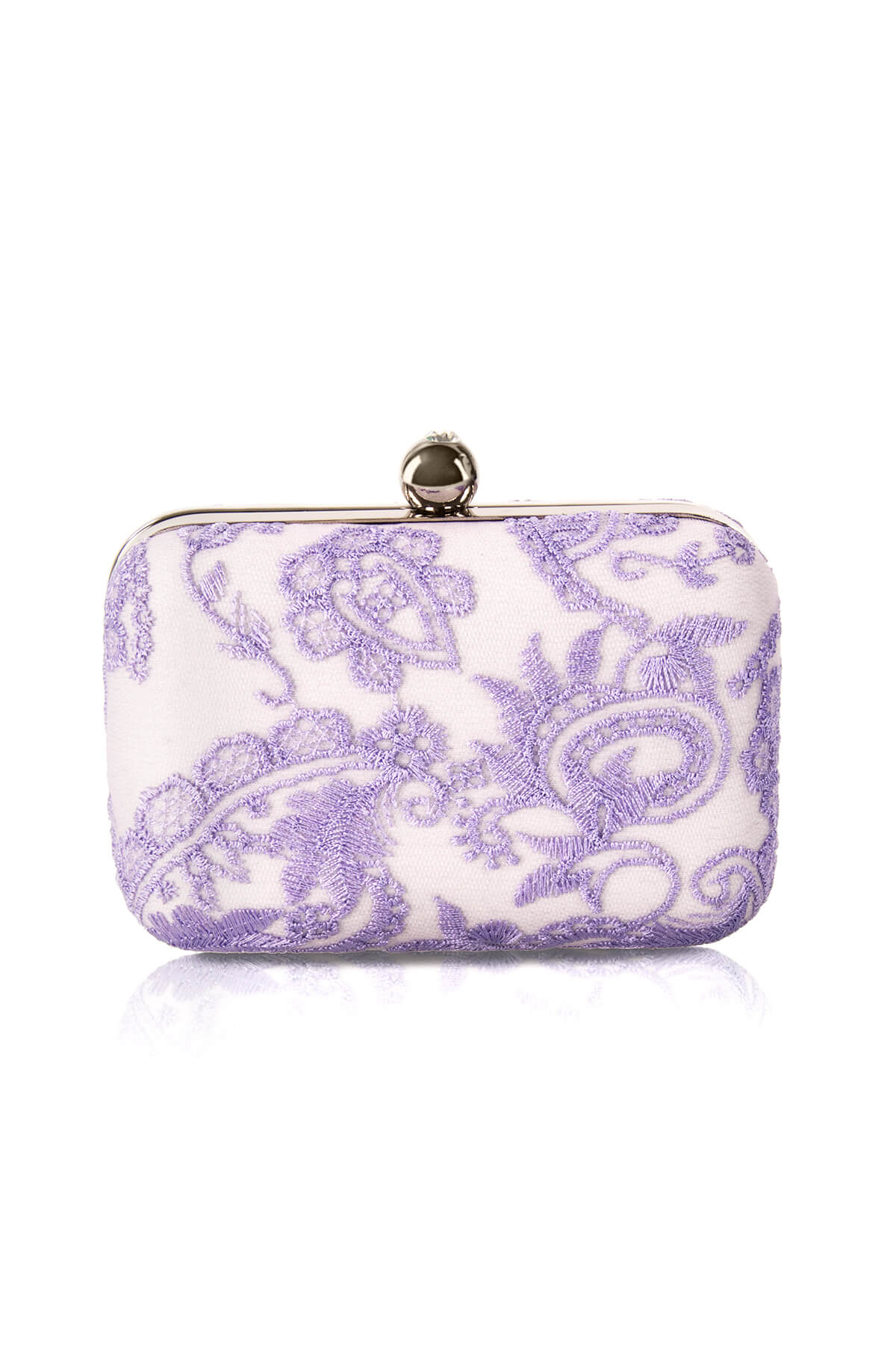 Embroidered Tulle Box Clutch