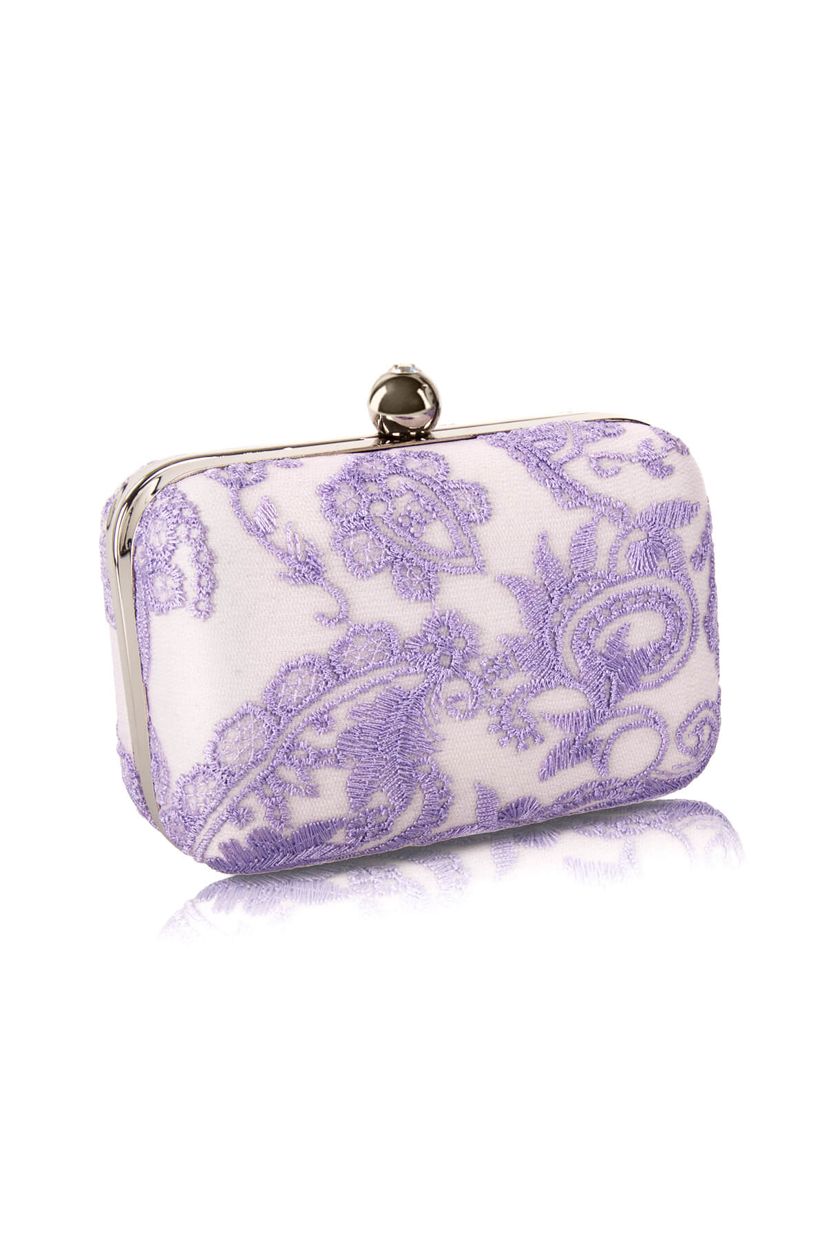 Embroidered Tulle Box Clutch