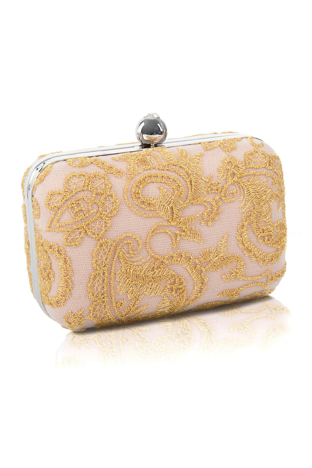 Embroidered Tulle Box Clutch