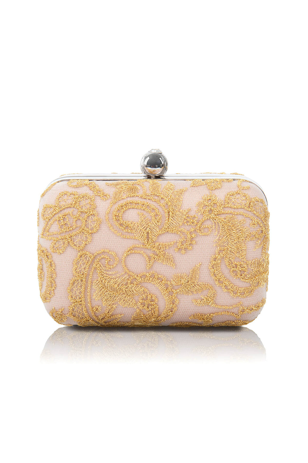 Embroidered Tulle Box Clutch