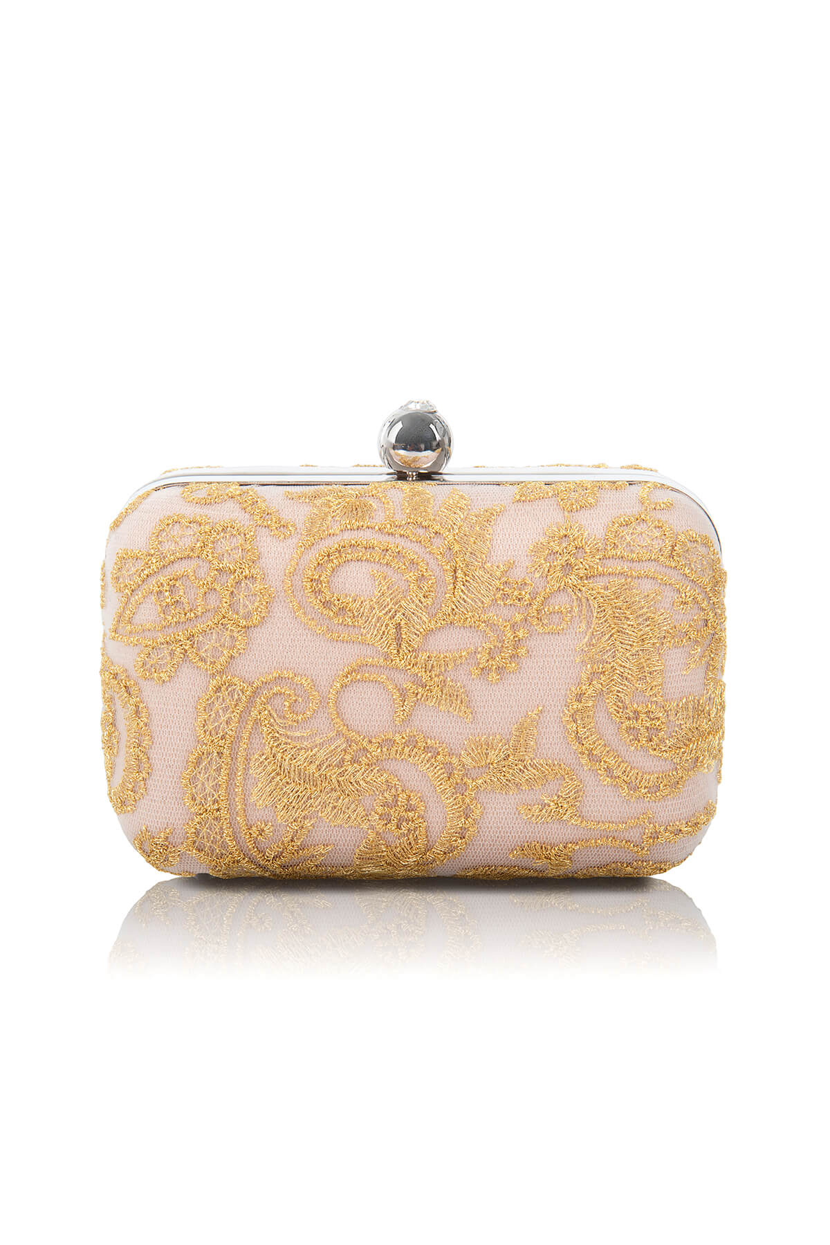 Embroidered Tulle Box Clutch