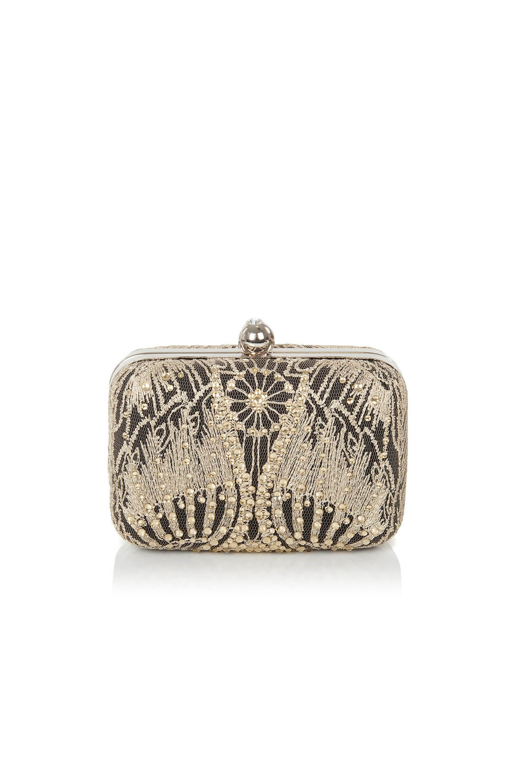 Diamanté Embellished Lace Box Clutch