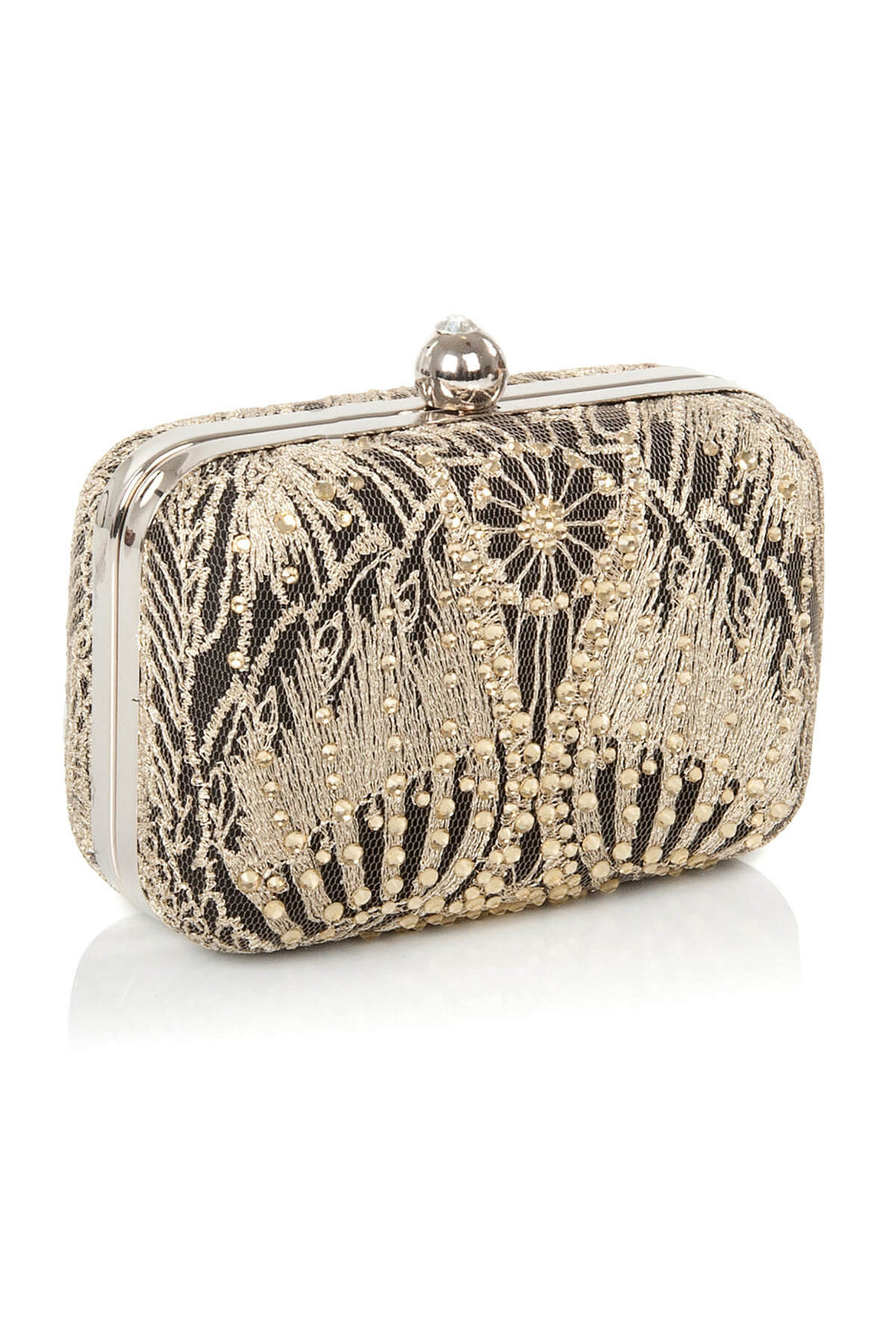 Diamanté Embellished Lace Box Clutch