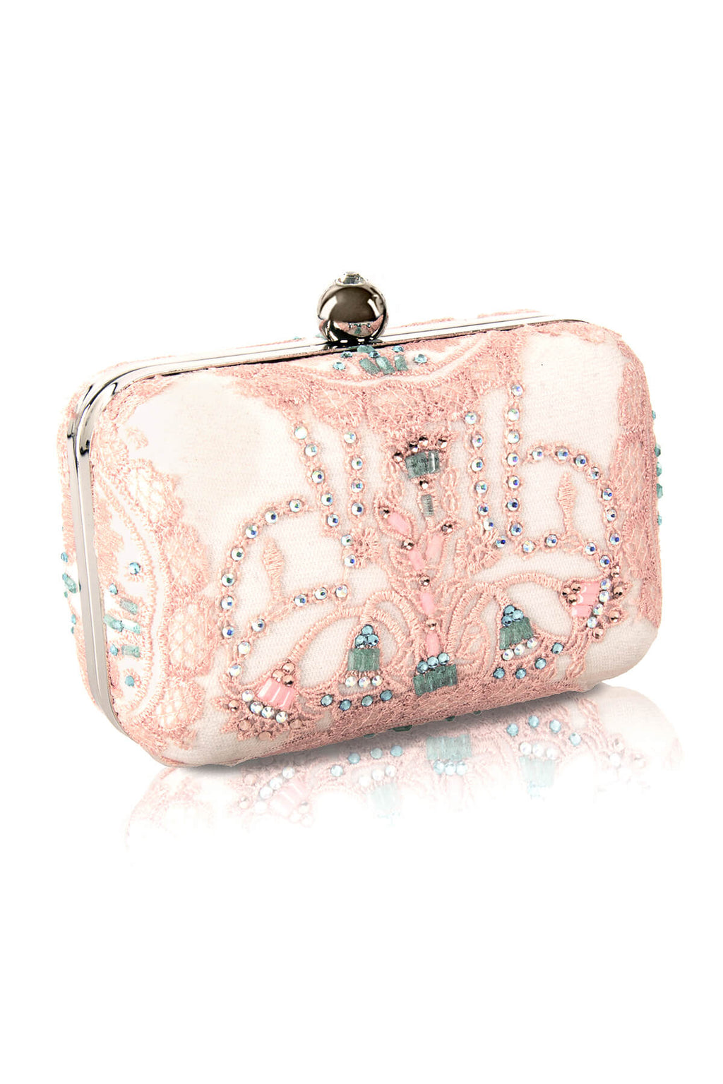 Jewel Embellished Lace Box Clutch
