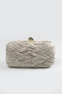 Woven Metallic Box Clutch in Brass