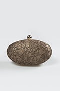 Metallic Lace Overlay Clutch in Antique Gold