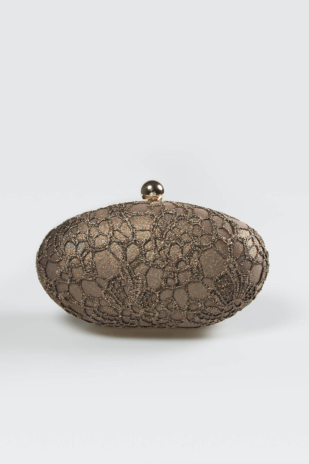 Metallic Lace Overlay Clutch in Antique Gold