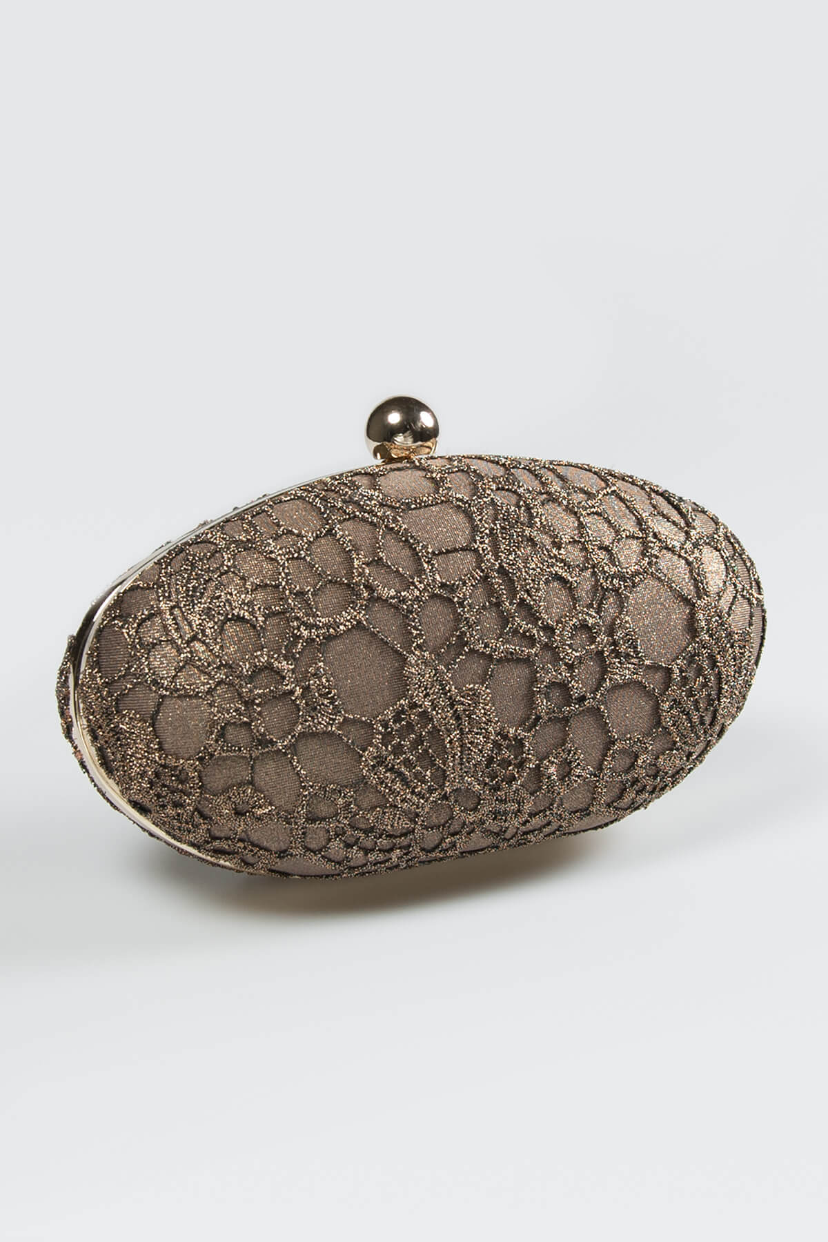 Metallic Lace Overlay Clutch in Antique Gold