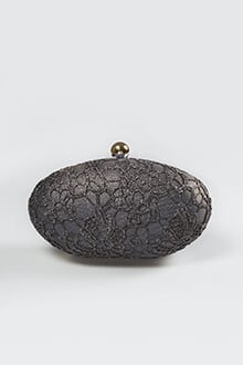 Metallic Lace Overlay Clutch in Duchess Grey