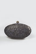 Metallic Lace Overlay Clutch in Duchess Grey