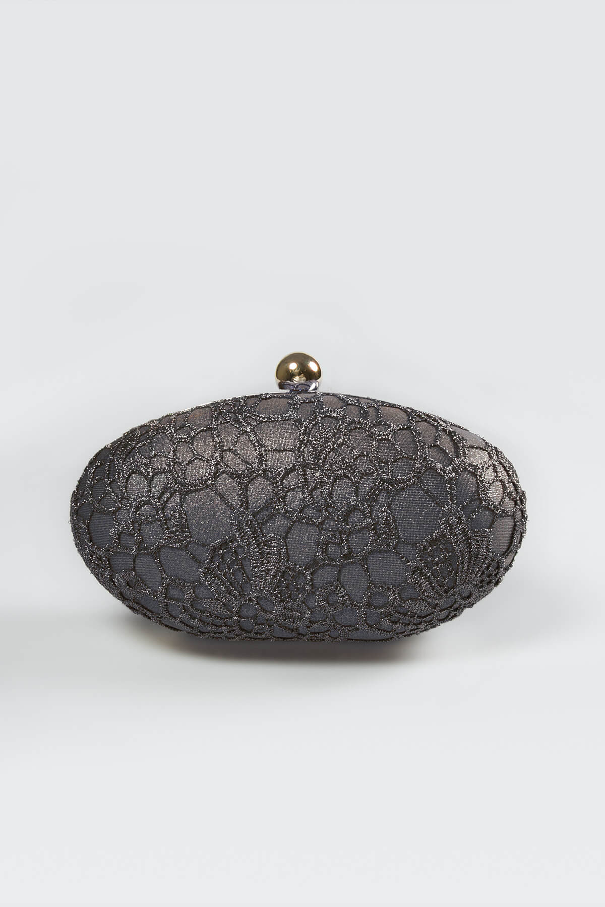Metallic Lace Overlay Clutch in Duchess Grey